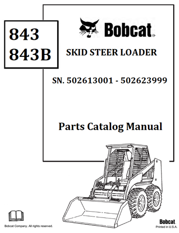 BOBCAT 843 843B SKID STEER LOADER PARTS CATALOG MANUAL SN.502613001 - 502623999 Instant Official PDF Download