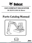BOBCAT E45 COMPACT EXCAVATOR PARTS CATALOG MANUAL SN.B2VY11001 & Above Instant Official PDF Download