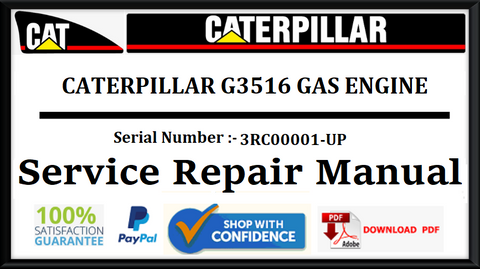 CAT- CATERPILLAR G3516 GAS ENGINE 3RC00001-UP SERVICE REPAIR MANUAL Official Download PDF