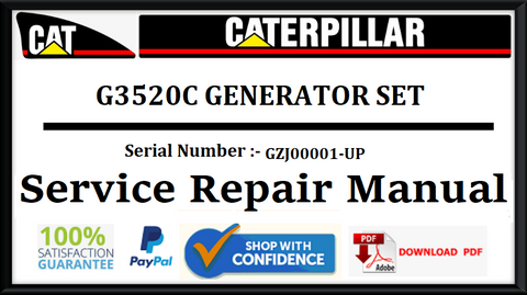 CAT- CATERPILLAR G3520C GENERATOR SET GZJ00001-UP SERVICE REPAIR MANUAL Official Download PDF