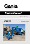 Genie Z-60/34 Boom Lift Parts Catalog Manual SN.4551 to 14370 Complete Official PDF Download