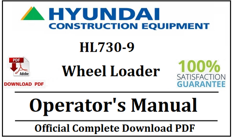 Hyundai HL730-9 Wheel Loader Operator's Manual Official Download PDF