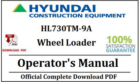 Hyundai HL730TM-9A Wheel Loader Operator's Manual Official Download PDF