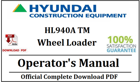 Hyundai HL940A TM Wheel Loader Operator's Manual Official Download PDF