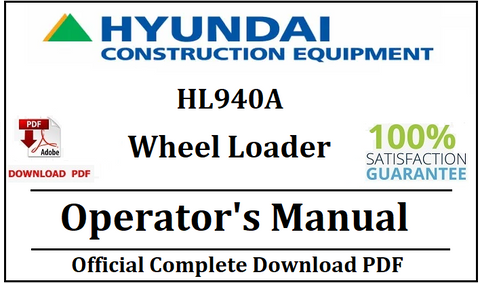 Hyundai HL940A Wheel Loader Operator's Manual Official Download PDF