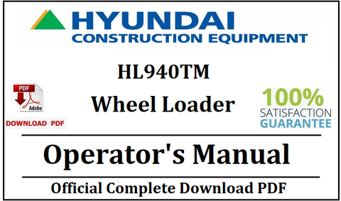 Hyundai HL940TM Wheel Loader Operator's Manual Official Download PDF