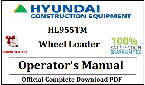 Hyundai HL955TM Wheel Loader Operator's Manual Official Download PDF