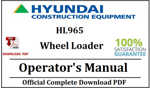 Hyundai HL965 Wheel Loader Operator's Manual Official Download PDF