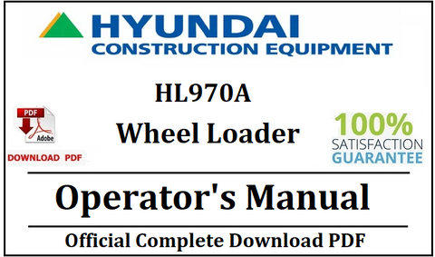 Hyundai HL970A Wheel Loader Operator's Manual Official Download PDF