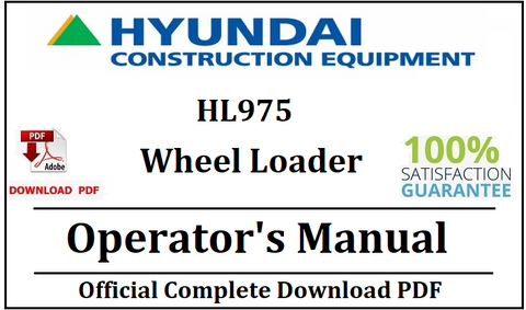 Hyundai HL975 Wheel Loader Operator's Manual Official Download PDF