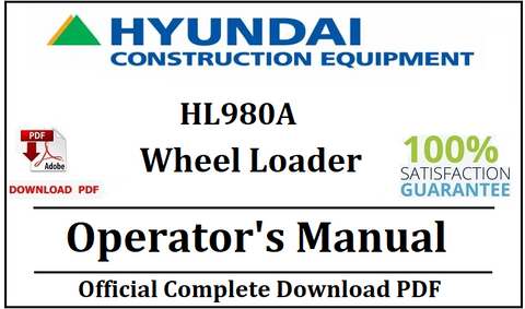 Hyundai HL980A Wheel Loader Operator's Manual Official Download PDF