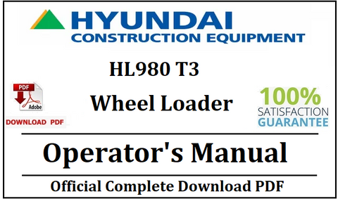 Hyundai HL980 T3 Wheel Loader Operator's Manual Official Download PDF