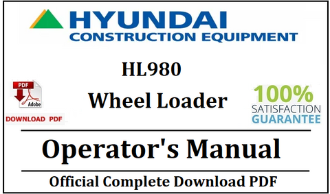 Hyundai HL980 Wheel Loader Operator's Manual Official Download PDF