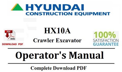 Hyundai HX10A Crawler Excavator Operator's Manual Official Complete PDF Download