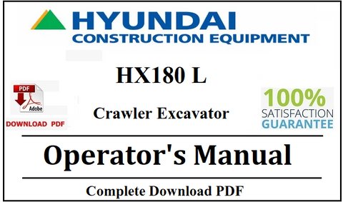 Hyundai HX180 L Crawler Excavator Operator's Manual Official Complete PDF Download