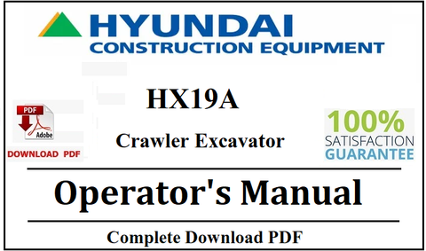 Hyundai HX19A Crawler Excavator Operator's Manual Official Complete PDF Download