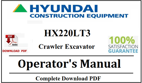Hyundai HX220LT3 Crawler Excavator Operator's Manual Official Complete PDF Download