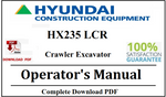 Hyundai HX235 LCR Crawler Excavator Operator's Manual Official Complete PDF Download