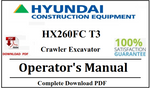 Hyundai HX260FC T3 Crawler Excavator Operator's Manual Official Complete PDF Download