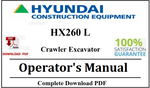 Hyundai HX260 L Crawler Excavator Operator's Manual Official Complete PDF Download