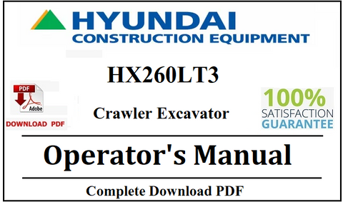 Hyundai HX260LT3 Crawler Excavator Operator's Manual Official Complete PDF Download