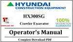 Hyundai HX300SG Crawler Excavator Operator's Manual Official Complete PDF Download