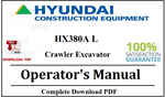 Hyundai HX380A L Crawler Excavator Operator's Manual Official Complete PDF Download