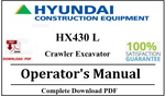 Hyundai HX430 L Crawler Excavator Operator's Manual Official Complete PDF Download