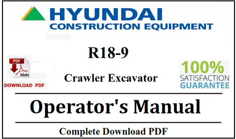 Hyundai R18-9 Crawler Excavator Operator's Manual Official Complete PDF Download