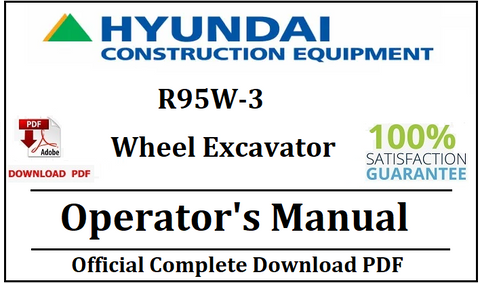 Hyundai R95W-3 Wheel Excavator Operator's Manual Official Download PDF