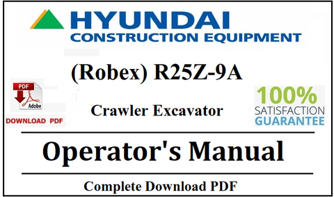 Hyundai (Robex) R25Z-9A Crawler Excavator Operator's Manual Official Complete PDF Download