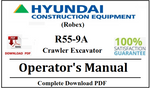 Hyundai (Robex) R55-9A Crawler Excavator Operator's Manual Official Complete PDF Download