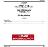 Instant Download AGCO ST28A, ST33A Standard Compact Tractor PDF Service Manual