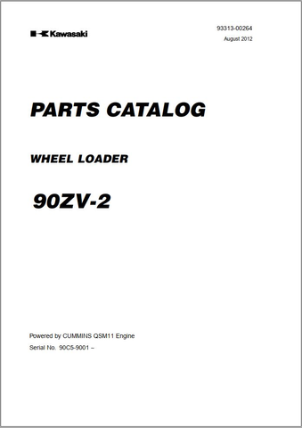 Kawasaki 90ZV-2 Wheel Loader Parts Catalog Manual Official Complete PDF Download