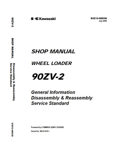 Kawasaki 90ZV-2 Wheel Loader Shop Service Manual Official Complete PDF Download