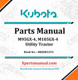 Kubota M95GX-4, M105GX-4 Parts Manual PDF BKIDK5293