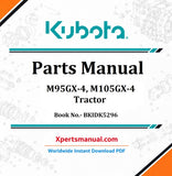 Kubota M95GX-4, M105GX-4 Tractor Parts Manual PDF BKIDK5296