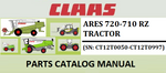 PARTS CATALOG MANUAL - CLAAS ARES 720-710 RZ TRACTOR (SN: CT12T0050-CT12T0997) Official Instant PDF Download