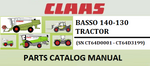 PARTS CATALOG MANUAL - CLAAS BASSO 140-130 TRACTOR (SN CT64D0001 - CT64D3199) Instant Official PDF Download