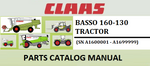 PARTS CATALOG MANUAL - CLAAS BASSO 160-130 TRACTOR (SN A1600001 - A1699999) Instant Official PDF Download