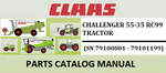 PARTS CATALOG MANUAL - CLAAS CHALLENGER 55-35 RC98 TRACTOR (SN 79100001 - 79101199) Instant Official PDF Download