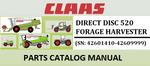 PARTS CATALOG MANUAL - CLAAS DIRECT DISC 520 FORAGE HARVESTER (SN: 42601410-42609999) Official PDF Download