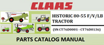 PARTS CATALOG MANUAL - CLAAS HISTORIC 80-50 F/V/LB TRACTOR (SN CT76D0001 - CT76D0136) Instant Official PDF Download