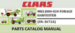 PARTS CATALOG MANUAL - CLAAS MKS J880-820 FORAGE HARVESTER (SN: Z672A) Official Instant PDF Download