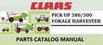 PARTS CATALOG MANUAL - CLAAS PICK UP 380/300 FORAGE HARVESTER Official Instant PDF Download