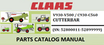 PARTS CATALOG MANUAL - CLAAS V930-V500 / C930-C560 CUTTERBAR (SN: 52800011-52899999) Official Instant PDF Download