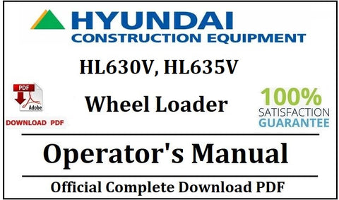 Hyundai HL630V, HL635V Wheel Loader Operator's Manual Official Complete PDF Download