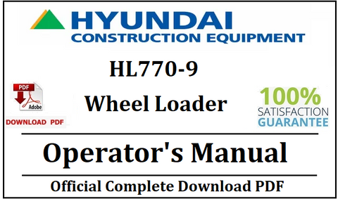 Hyundai HL770-9 Wheel Loader Operator's Manual Official Complete PDF Download