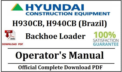 Hyundai H930CB, H940CB (Brazil) Backhoe Loader Operator's Manual Official Complete PDF Download