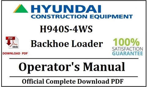 Hyundai H940S-4WS Backhoe Loader Operator's Manual Official Complete PDF Download